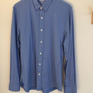 RHONE Blue Striped Dress Shirt